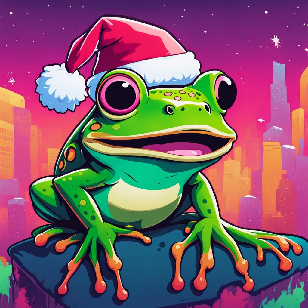 Frog Wearing a Santa Hat Concept Art