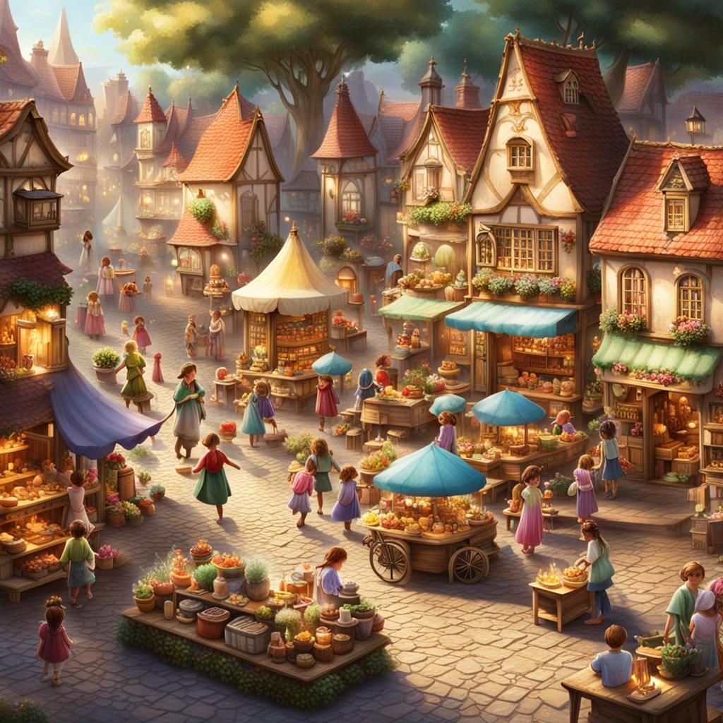 Fairies Gather in Bustling Town Square