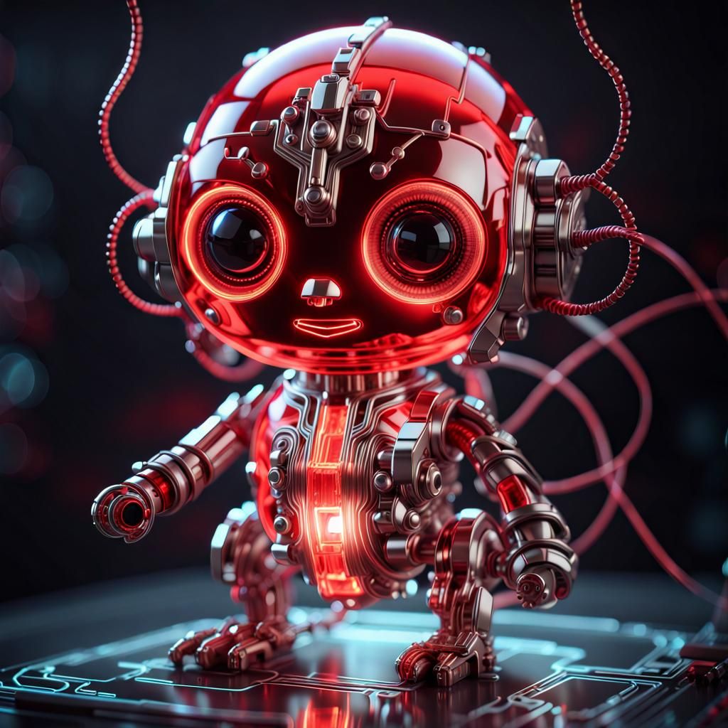 Chibi Circuit Board Creature in Steampunk Style