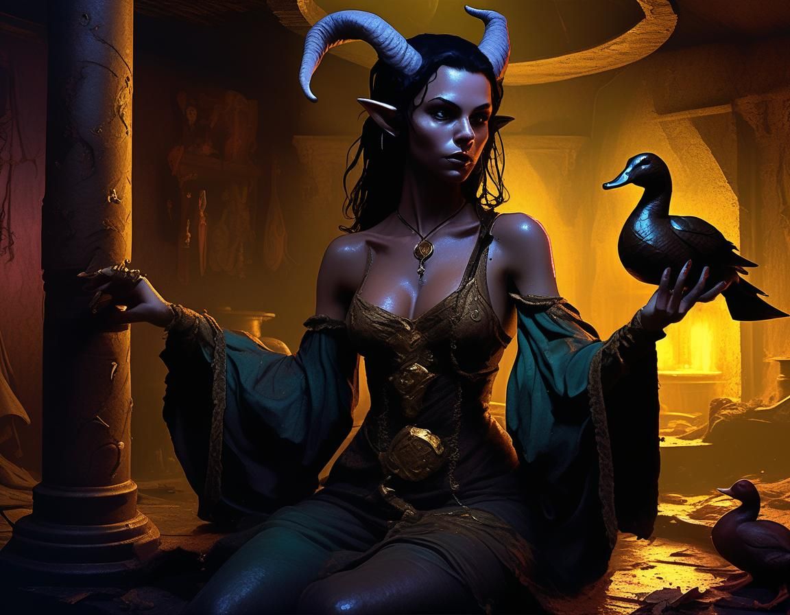 Tiefling Bard Soul Extraction in Dark Brothel