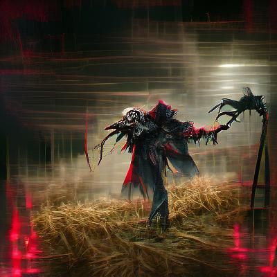 Sinister Demonic Scarecrow in a Nightmare Landscape