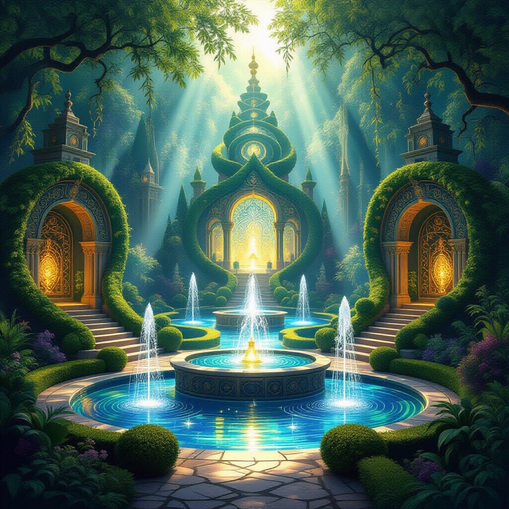 Sacred Garden Digital Painting in Visionary Style