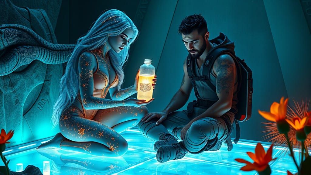 Mysterious Alien Healer in a Radiant Sanctuary