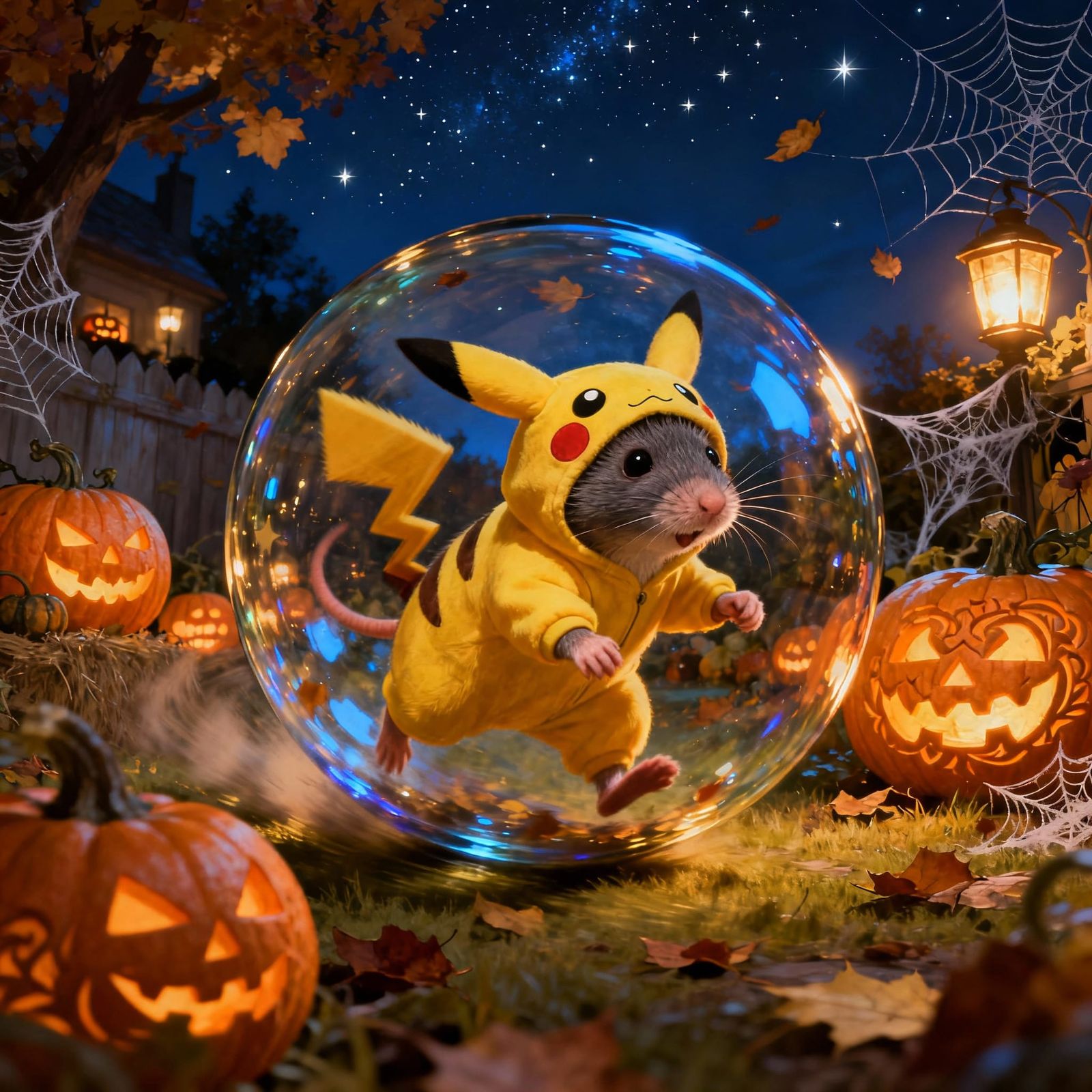 Hypermaximalist Digital Painting of Mouse in Pikachu Onesie