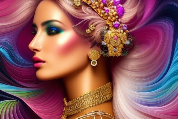 "Most Beautiful woman in gold jewelry" -2589 - M