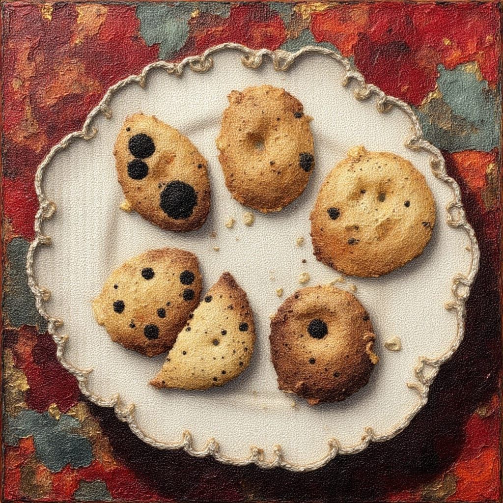 Delicious Cookies on a Plate, Textured Acrylic Painting