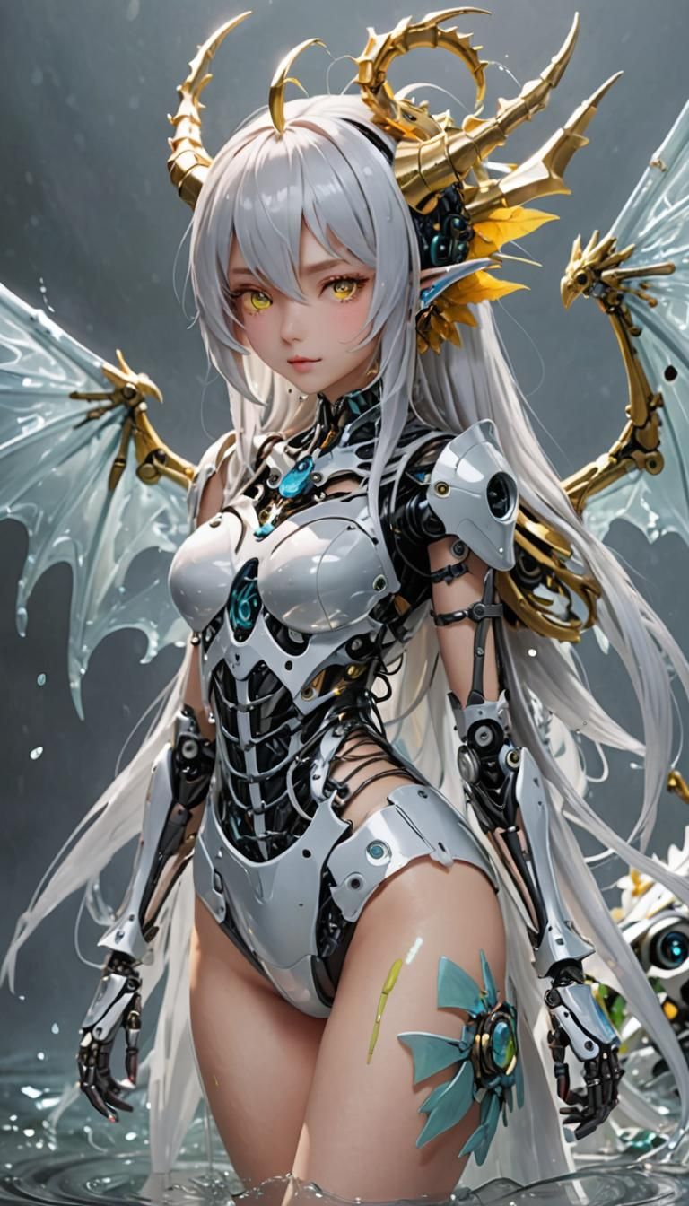 Chimera Girl with Robotic Skeleton and Slime Body