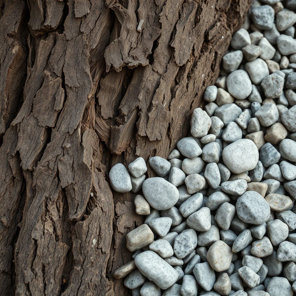 Detailed Macro of Bark and Stones in Kodachrome Style