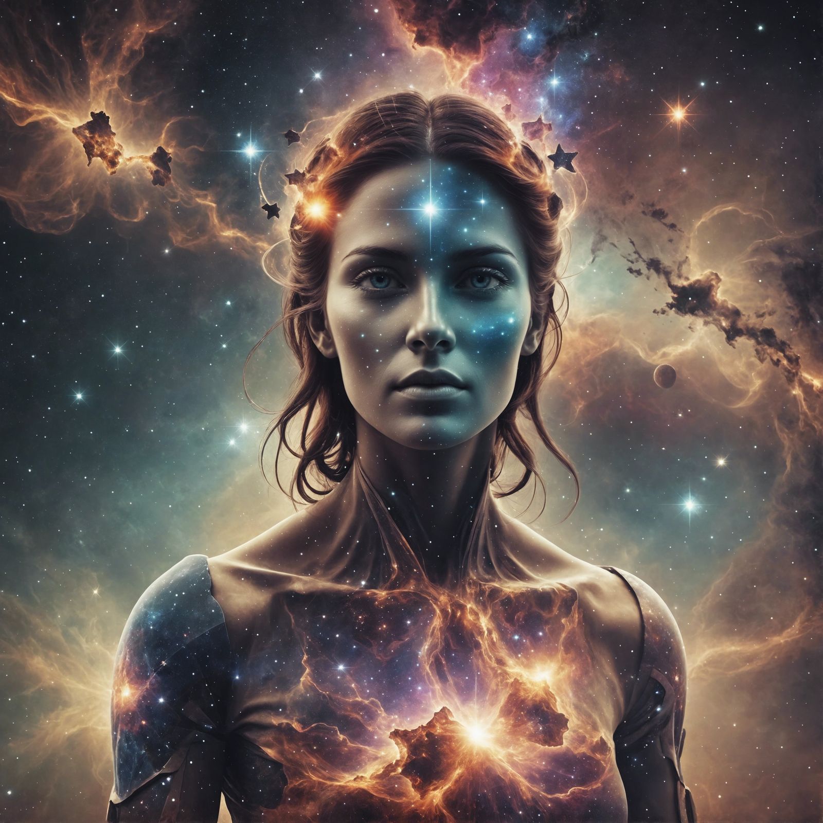 Celestial Humanoid Formed of Stars and Nebulae