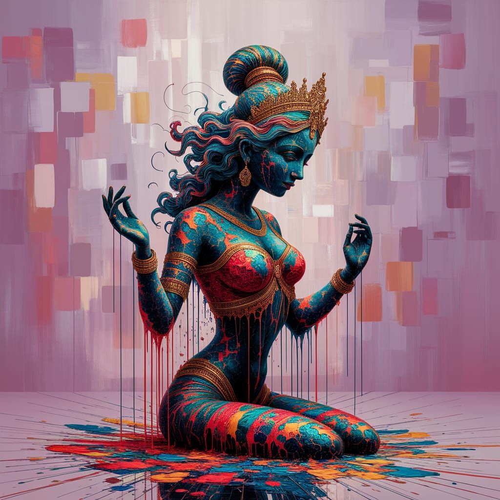 Mughal Melting Carpet Goddess Abstract Painting