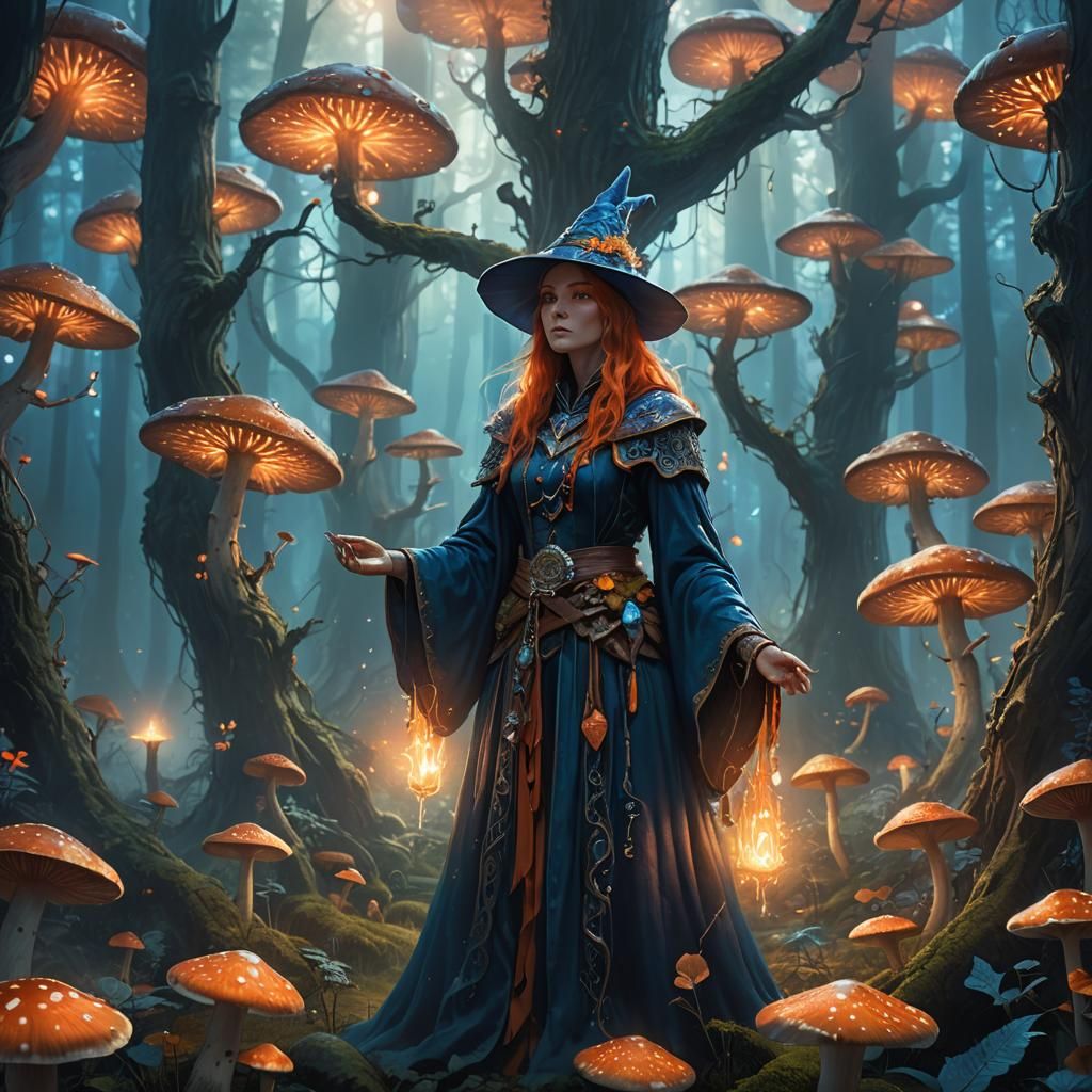 Mystical Forest Sorceress: Vibrant Fantasy Concept Art