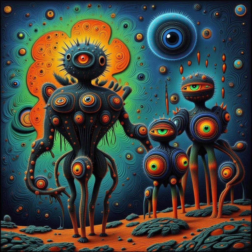 Abstract Fusion of Cactus People and Arachnids