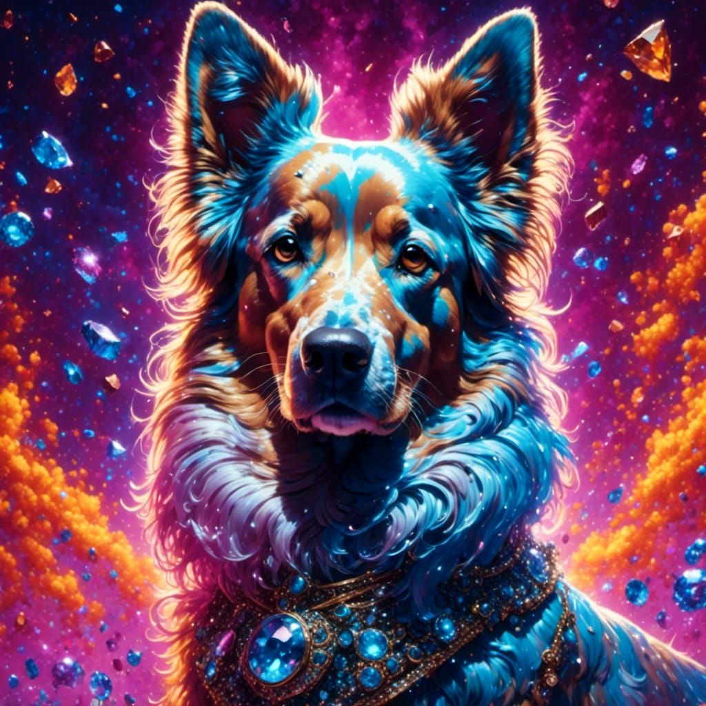 Diamond Dog in Hyperrealistic Splash Art Style