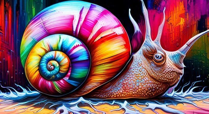 Graffiti Snail in Ultra Detailed Splash Art