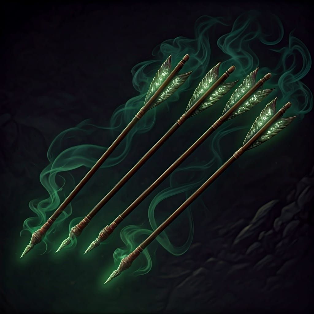 Glowing Runes on Arrows in Drow Style