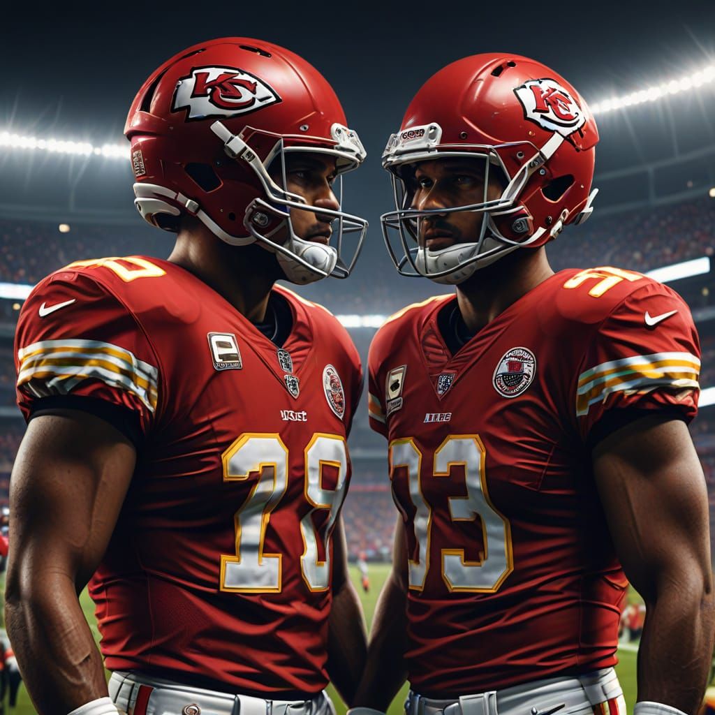 Chiefs Players in Action, Dynamic Stadium Scene