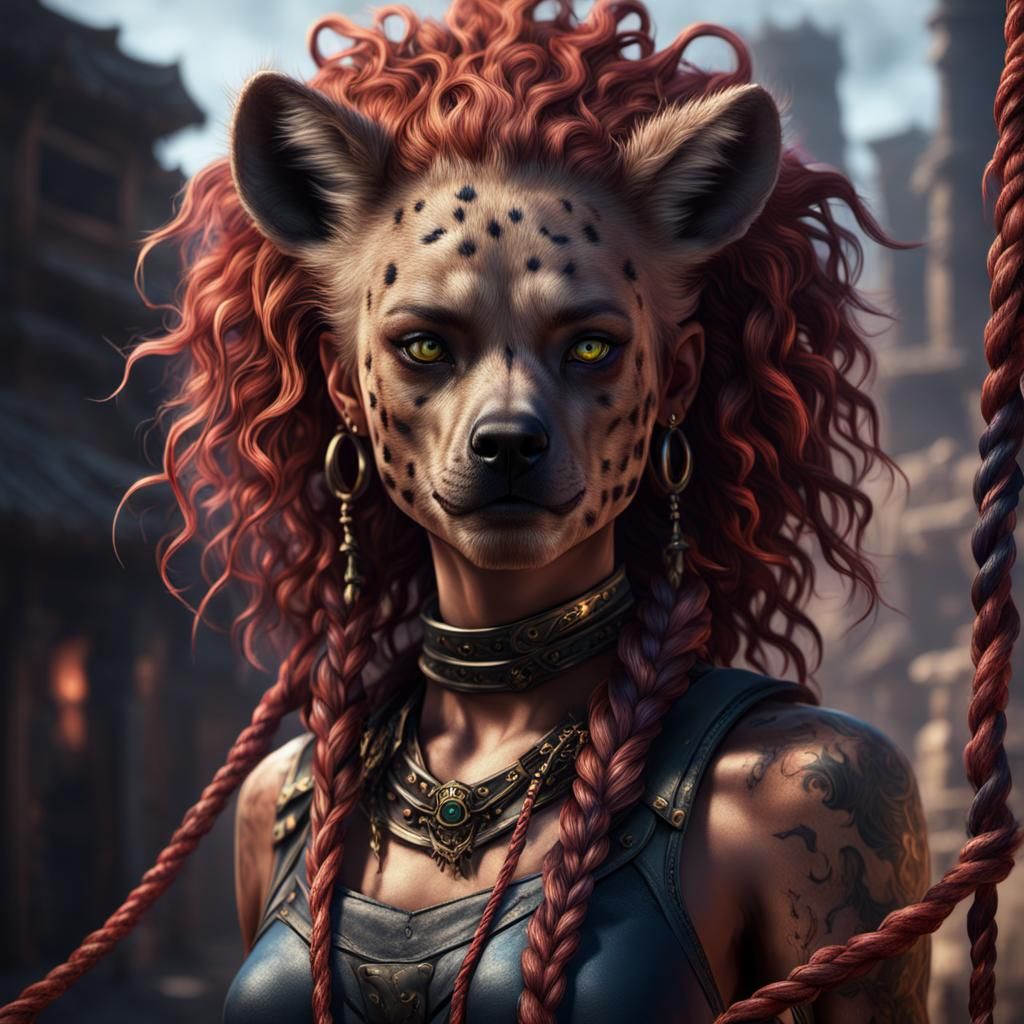 Hybrid Hyena Girl Fantasy Art