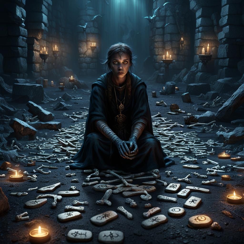 Necromancer Mid-Spell in Dark Dungeon