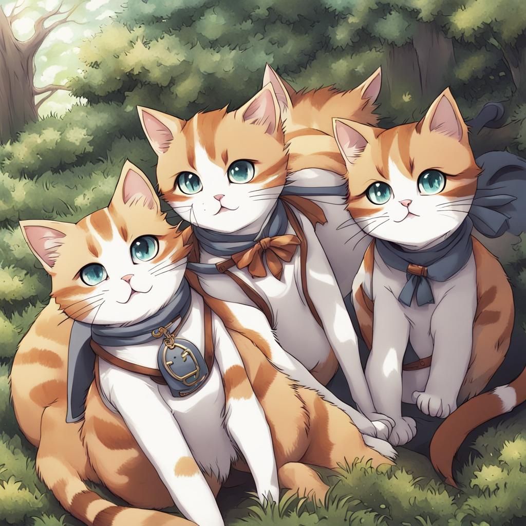Anime Style Cats: Japanese Manga Key Visual