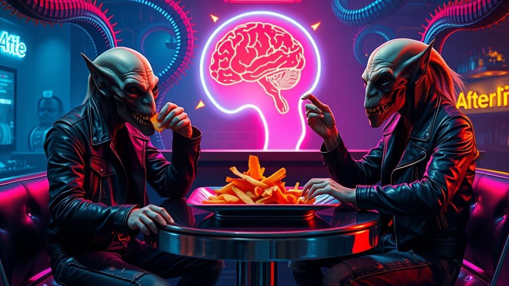 Alien Bikers Savor Human Brain Chips in Cosmic Bar