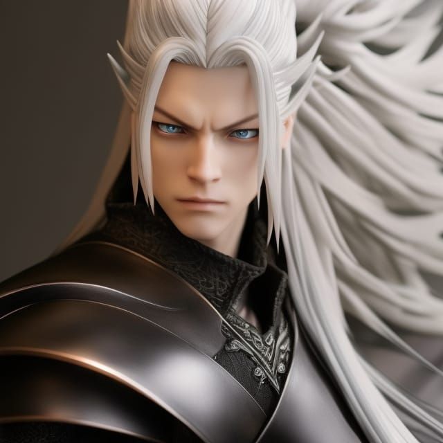 Elven Wizard with Green Katana in Anime Style