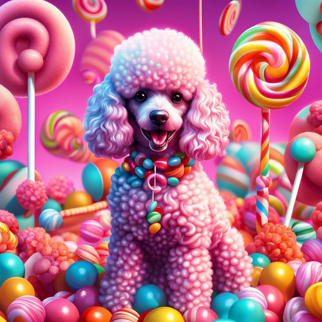 Candy Poodle in Hyperrealistic Digital Art