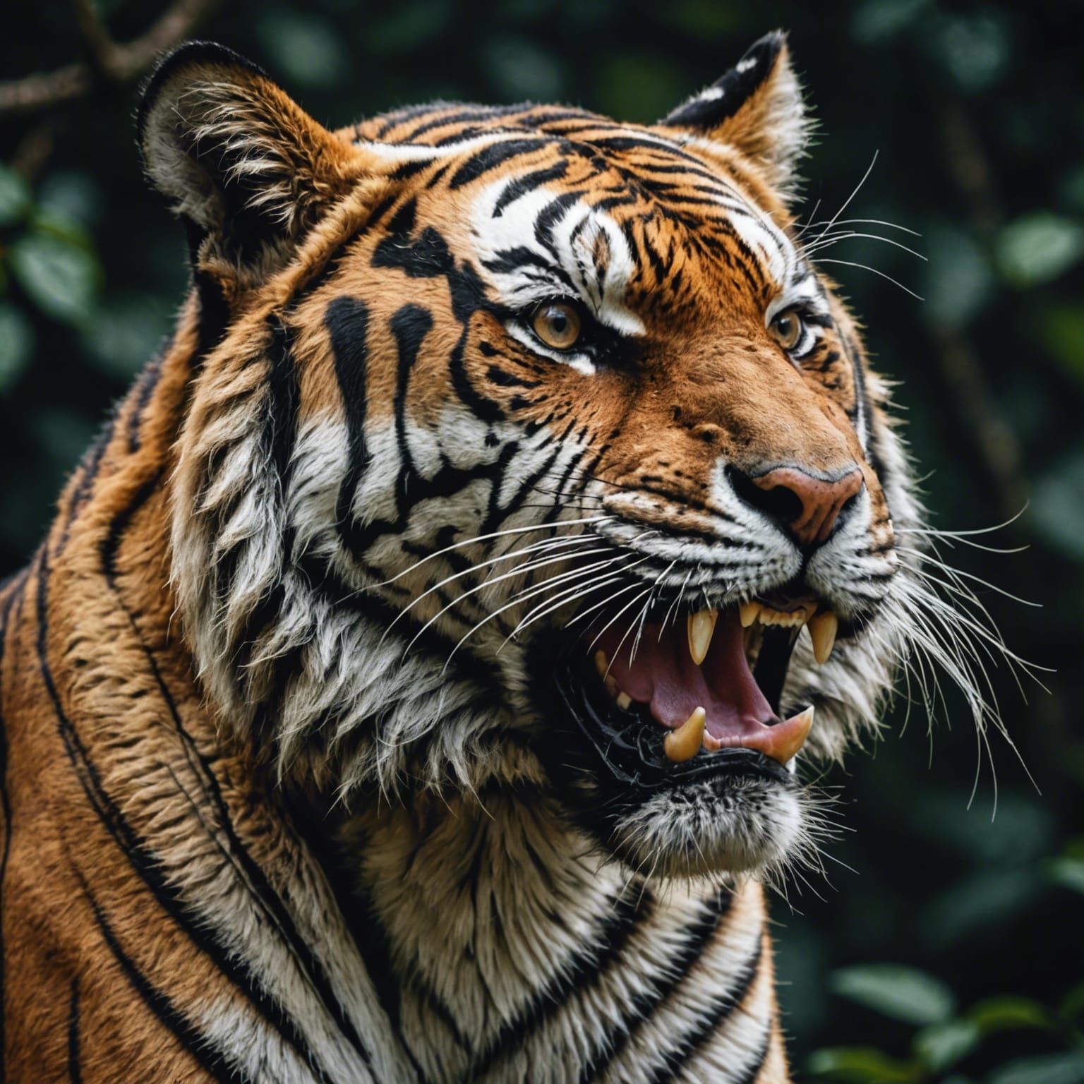 Hyperrealistic Tiger Mid-Sneeze in Cinematic HDR