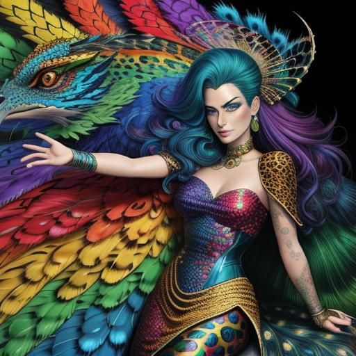 Rainbow Dragon Woman: Comic Book Art