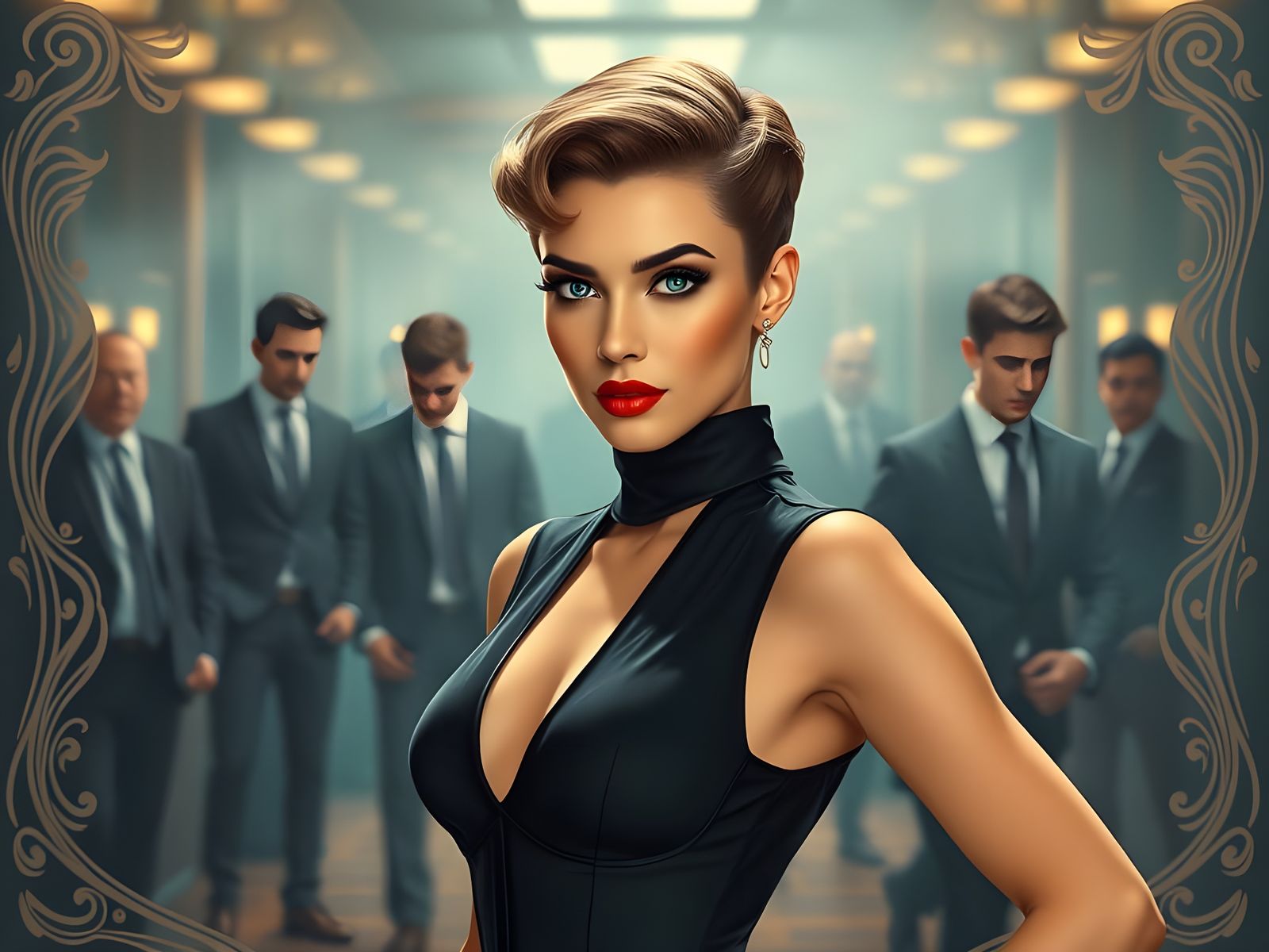 Elegant Businesswoman in Art Nouveau Style