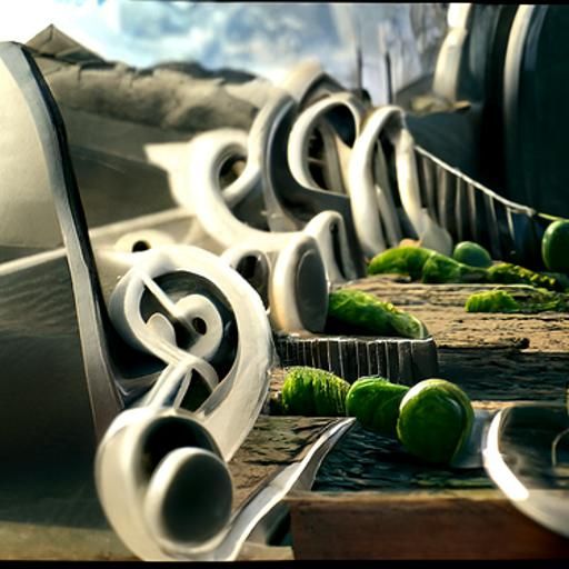 Detailed Matte Painting of Musical Notes