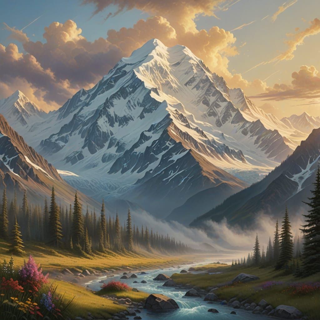 Breathtaking Mount McKinley in Mystical Golden Light