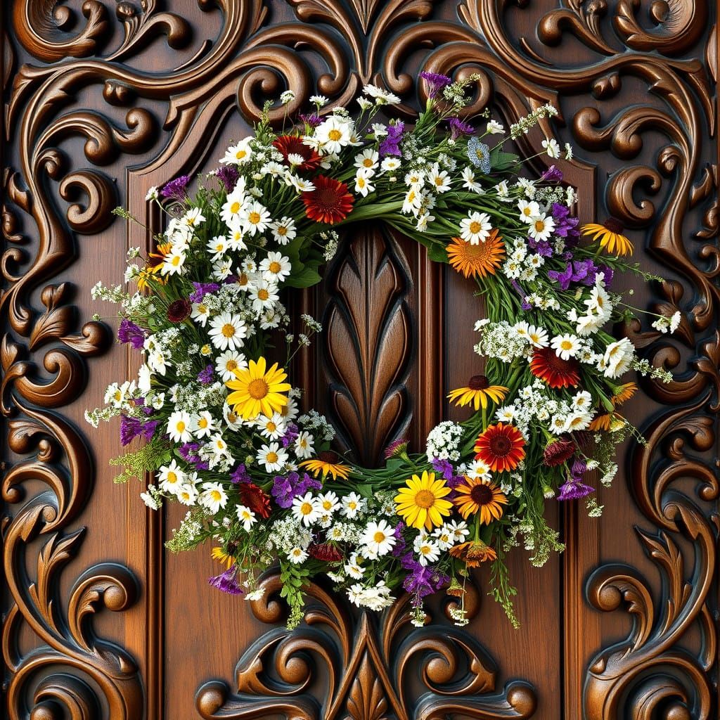 Pre-Raphaelite Floral Door
