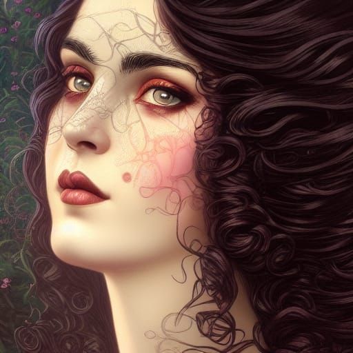 Victorian Gothic Woman in Rose Garden Portrait