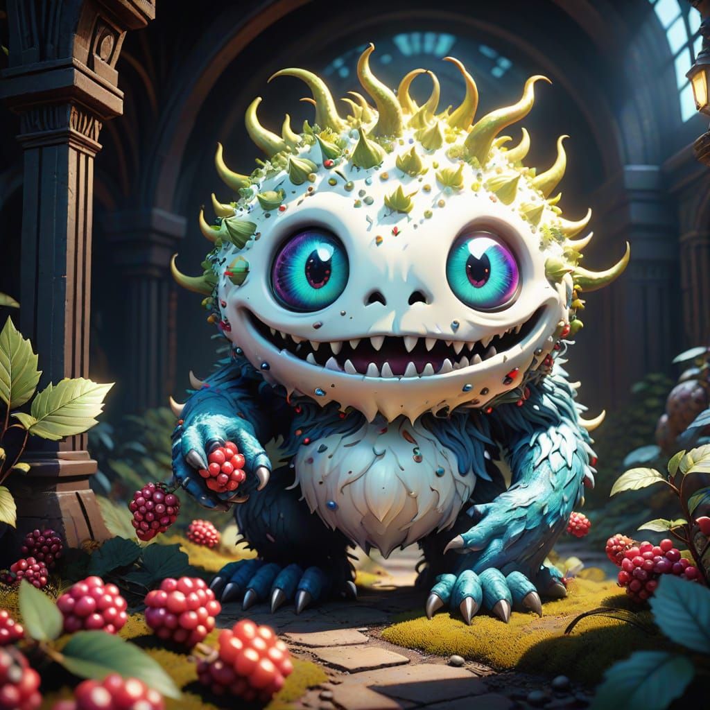 Vibrant Fantasy Monster in Whimsical Environment