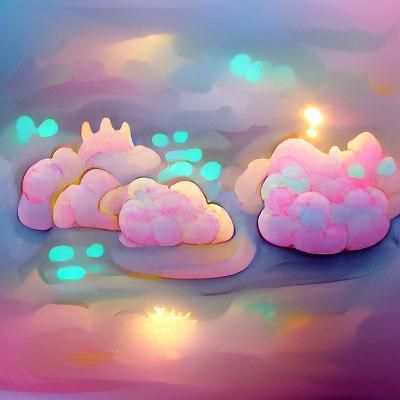 Pastel Neon Cloudscape with Sparkling Light