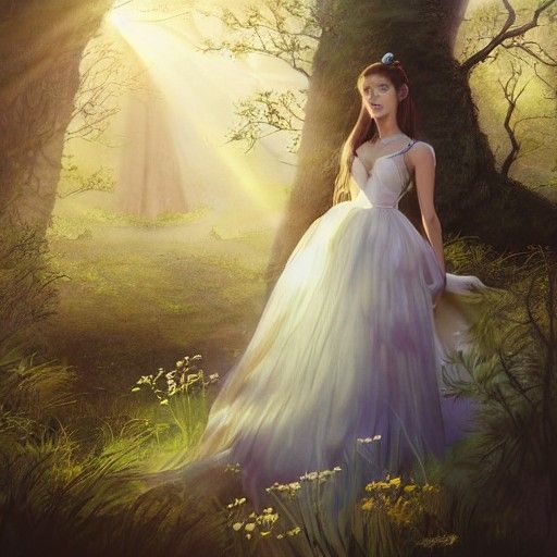 Aerith Gainsborough in a Fantasy Clearing, Fantastic Realism