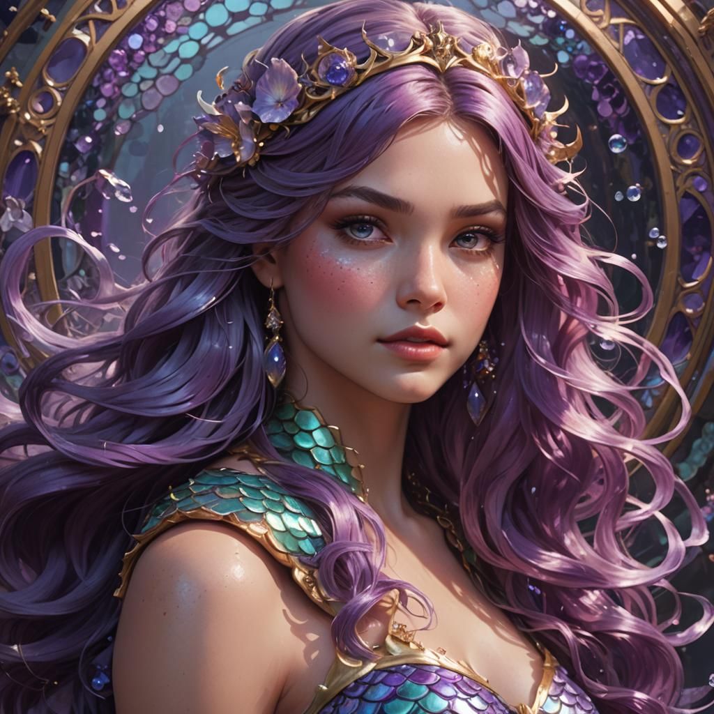 Hyperdetailed Mermaid Portrait in Artgerm Style