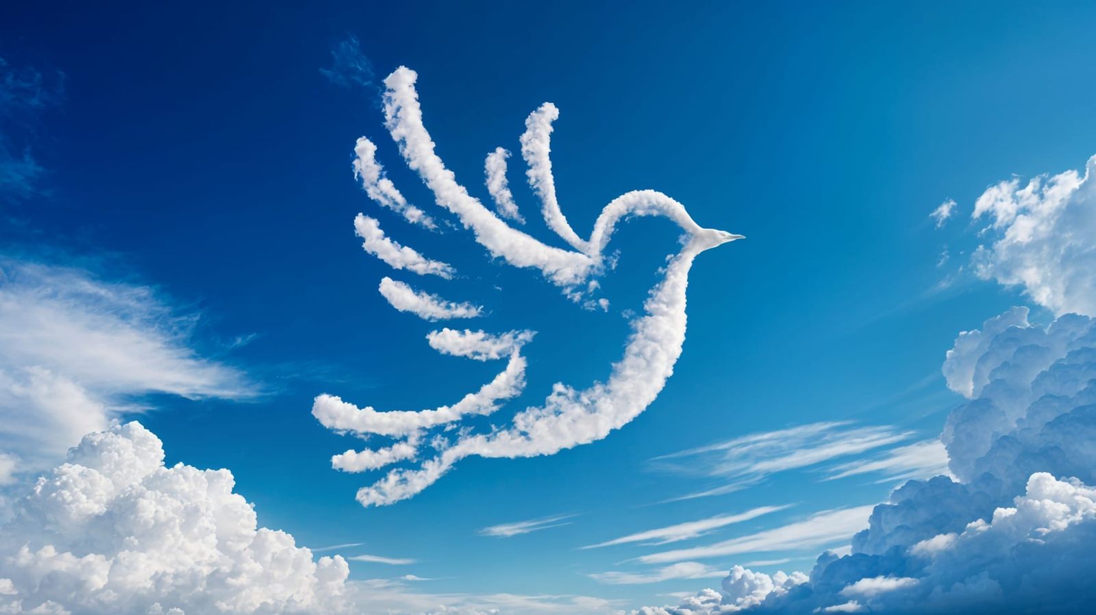 Ethereal Cloud Bird in Blue Sky