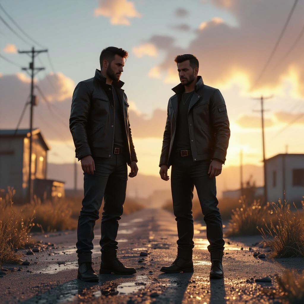 Two Men Meeting with Intense Emotions