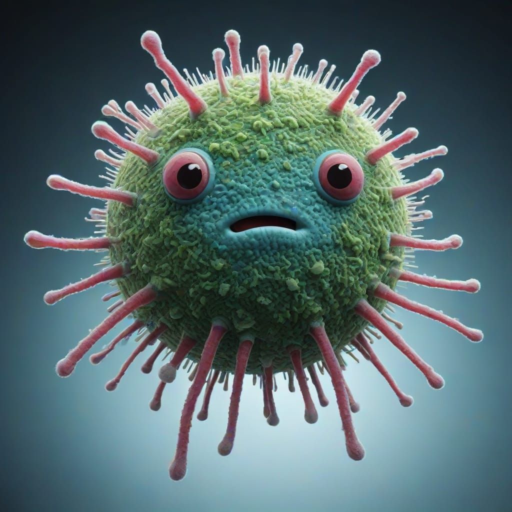 Silly Viral Microbe Illustration