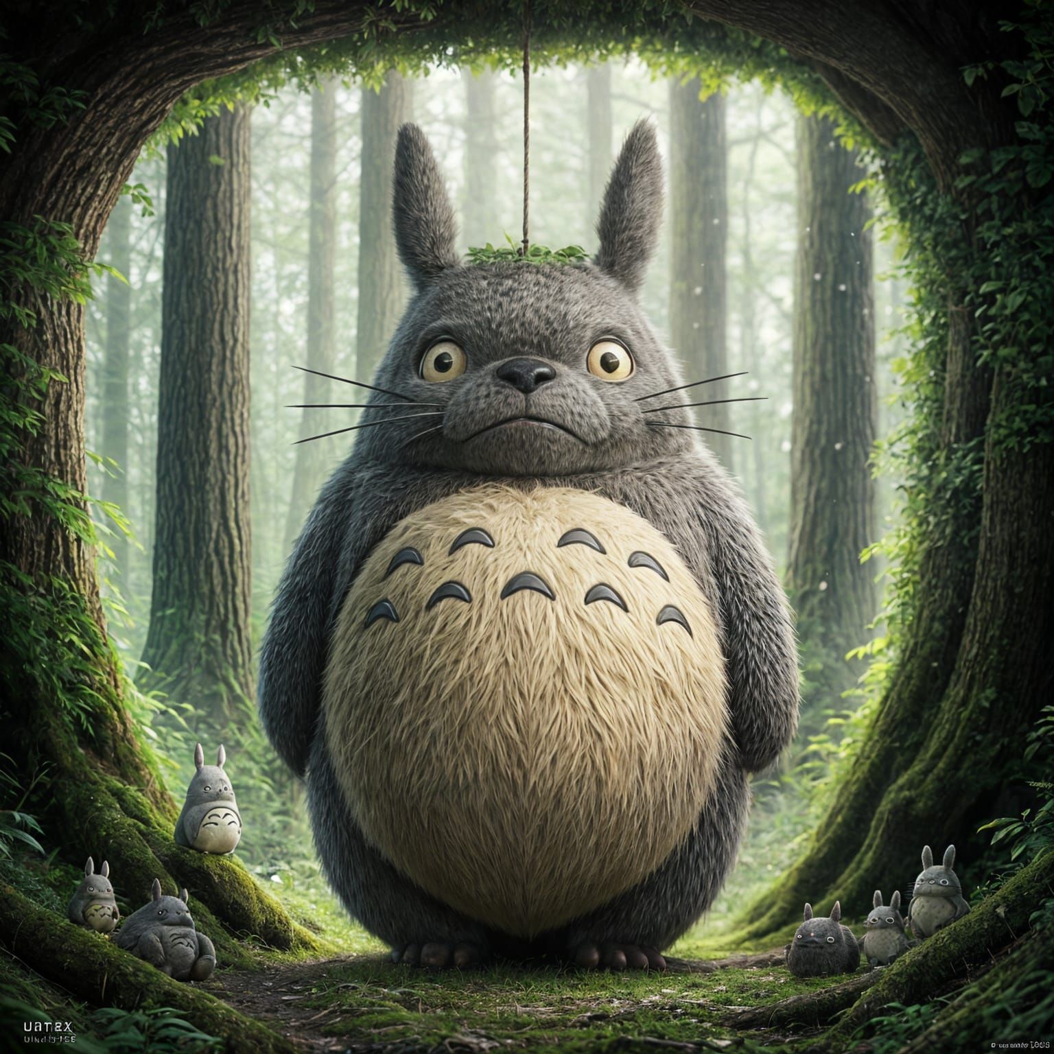 Totoro in Whimsical Forest Landscape