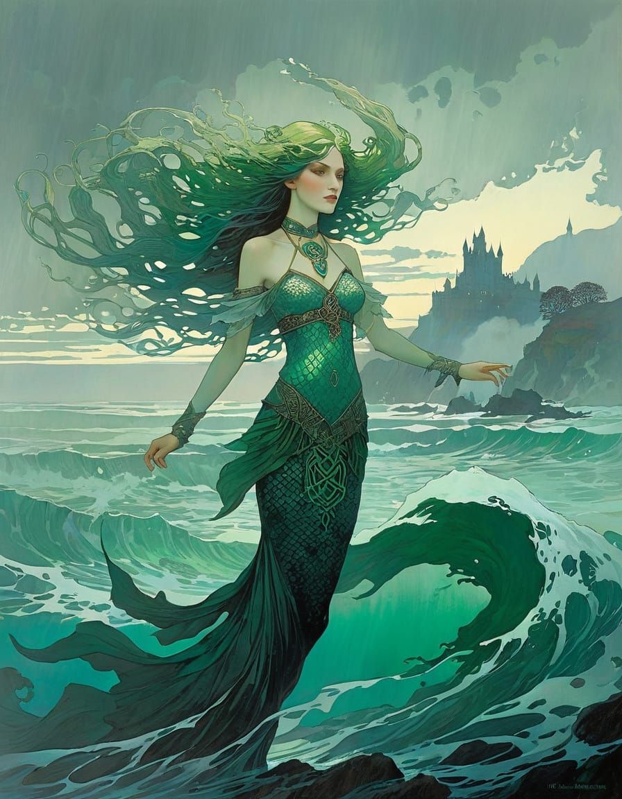 Ethereal Merrow Maiden in Mystical Fog