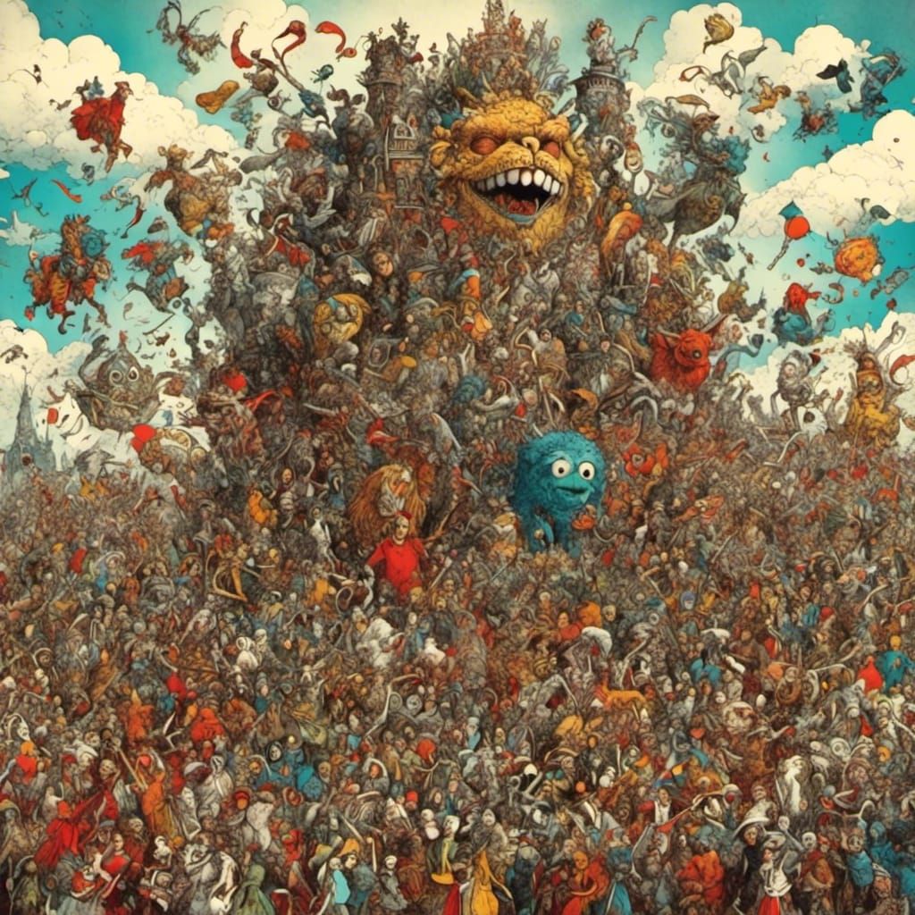 Surreal Colorful Student Party