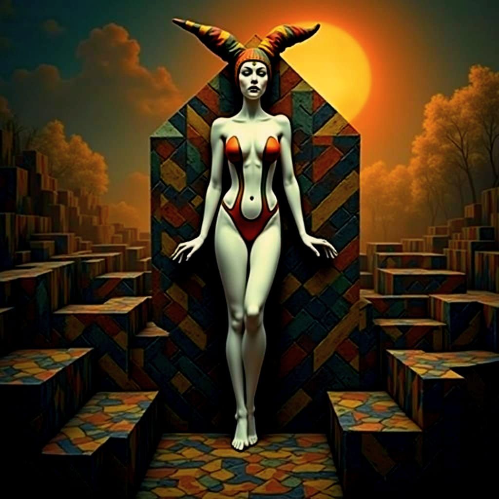 Harlequin Figure in Geometric Optical Illusion