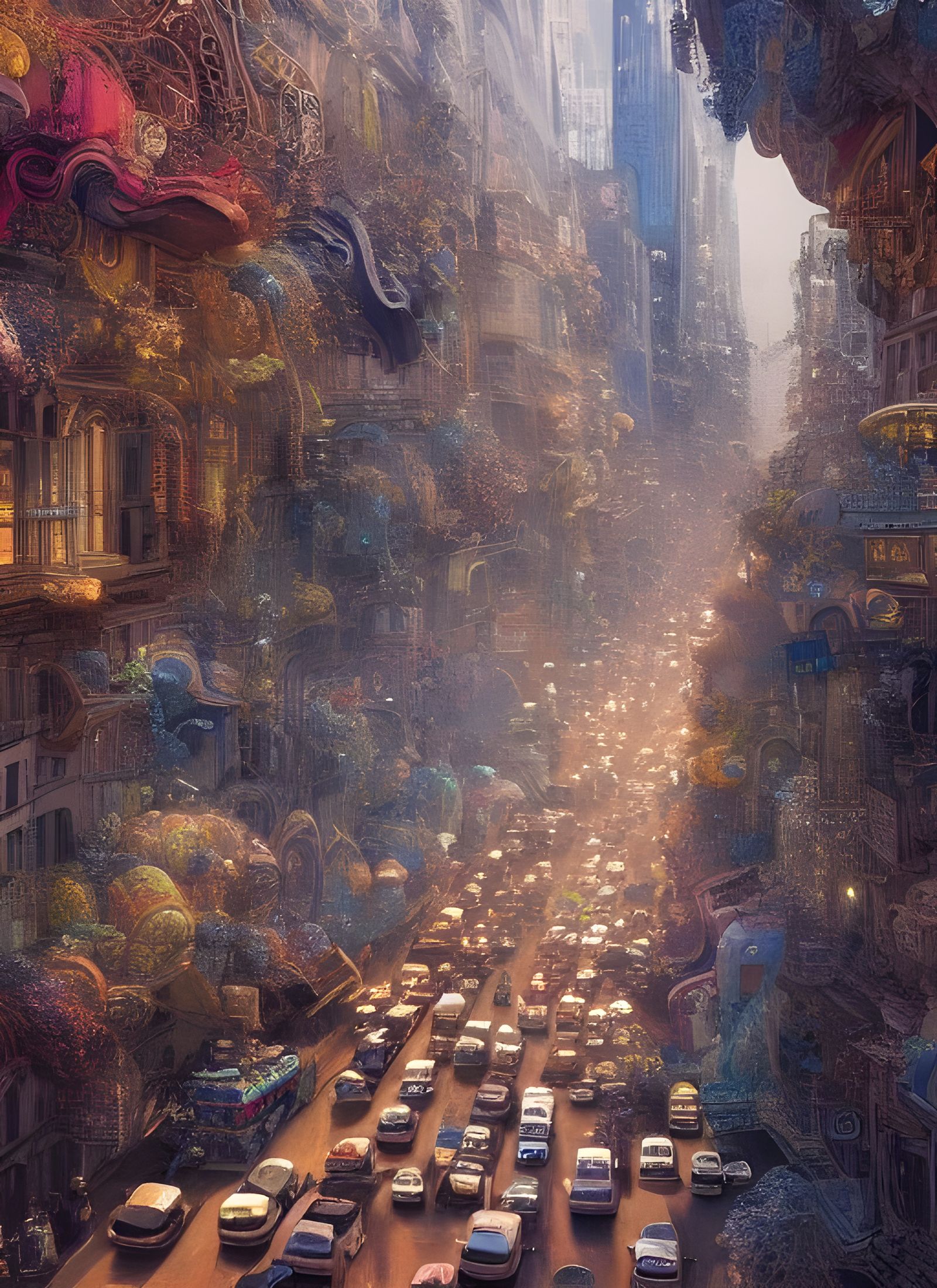 Chaotic Rush Hour in a Hyperrealistic City