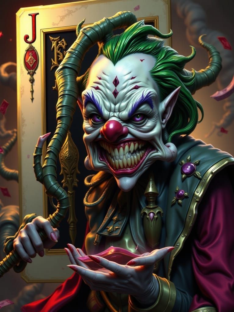Joker Playing Card: Realistic Clown-Core 3D Render