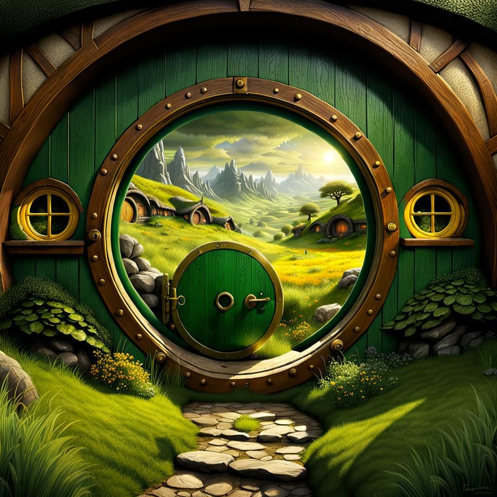 Comforting Hobbit-Hole with Round Door: Fantasy Concept Art