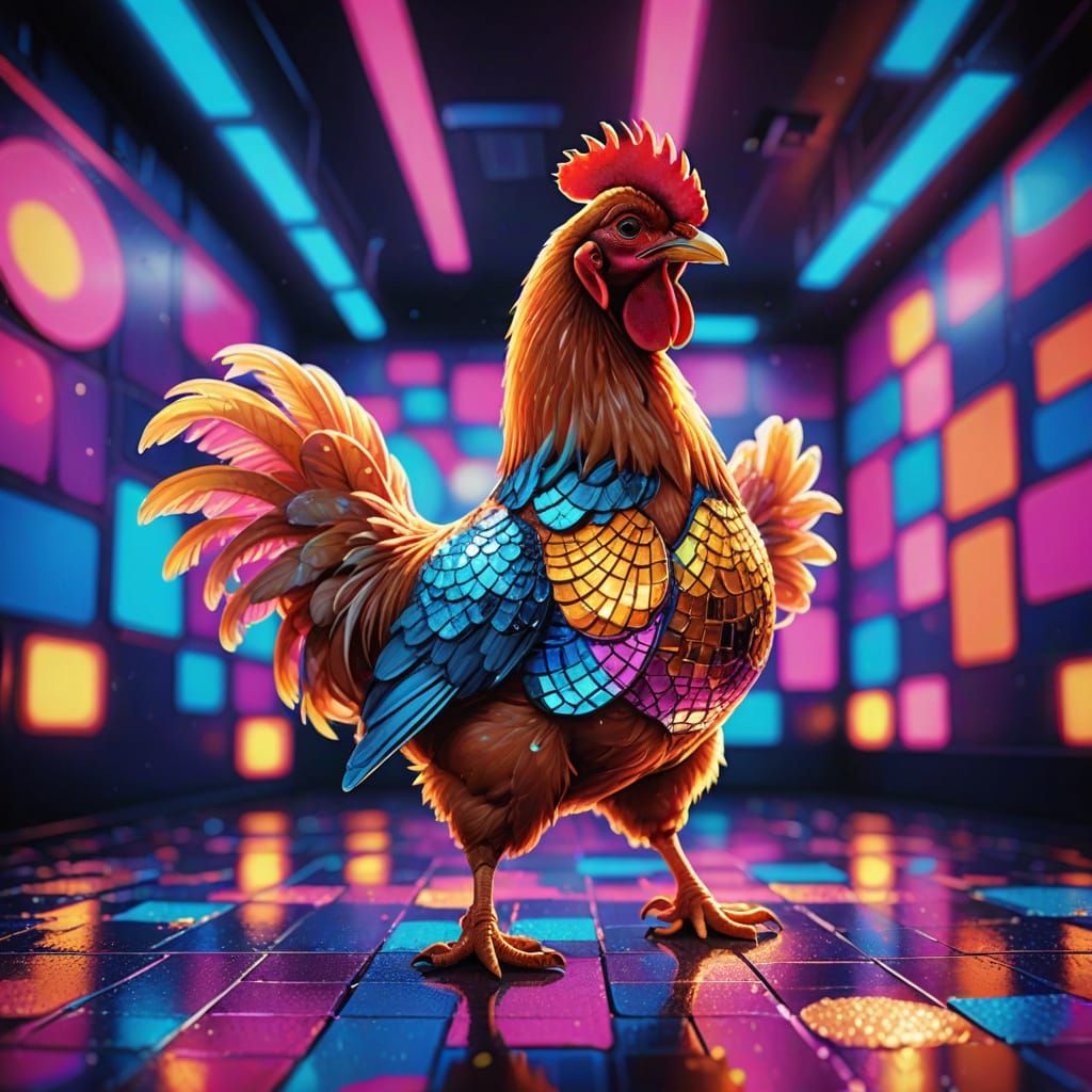 Dancing Chicken Nugget in Vibrant Pop Art Style