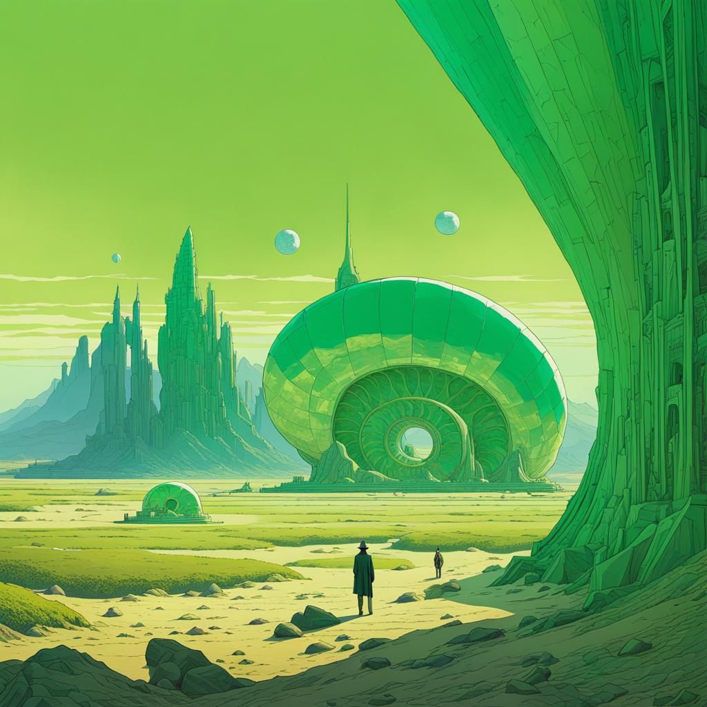 Mystical Warlock in Alien Desert Landscape