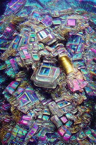 Bismuth Crystal in Cyberpunk Style